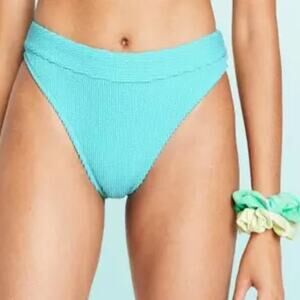 NEW Stoney Clover x Target Crinkle Puckered Bikini Bottom 1X‎ Aqua Blue NWT